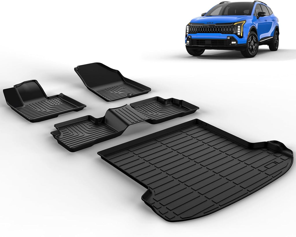Floor Mats & Cargo Liner for 2026 Kia Sportage Hybrid All Weather Car Mats Trunk Mat Kia Sportage Hybrid Floor Mats Accessories Black