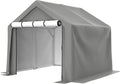 8x8 ft Portable Outdoor Storage Tent Shelter Shed, Heavy Duty Storage Tent with Roll-up Doors Shelter for Garden Tool, Lawn Mower, Motorcycleand, Bike - Gray