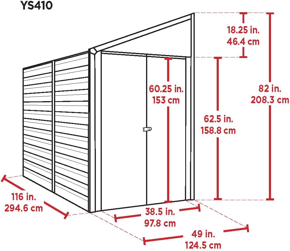 Arrow Shed Yardsaver Compact Galvanized Steel Storage Shed with Pent Roof, 4' x 10'