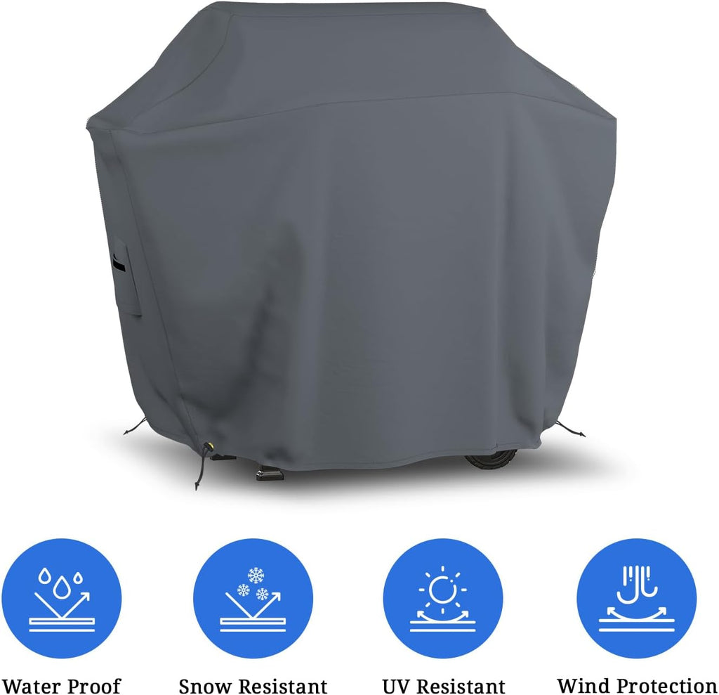 Covers & all BBQ Grill Cover, 12 Oz Waterproof UV & Weather Resistant, Outdoor Cover with Air Vents & Drawstrings (50' Inch, Gray)
