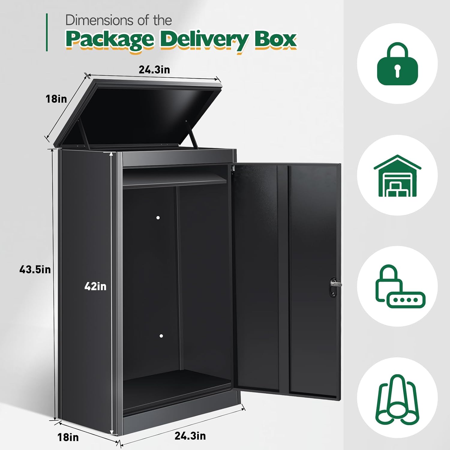 Package Delivery Boxes for Outside, Extra Large Parcel Drop Boxes with Secure Storage, Anti-Theft Galvanized Steel,Waterproof Package Delivery Box for Outdoor Porch