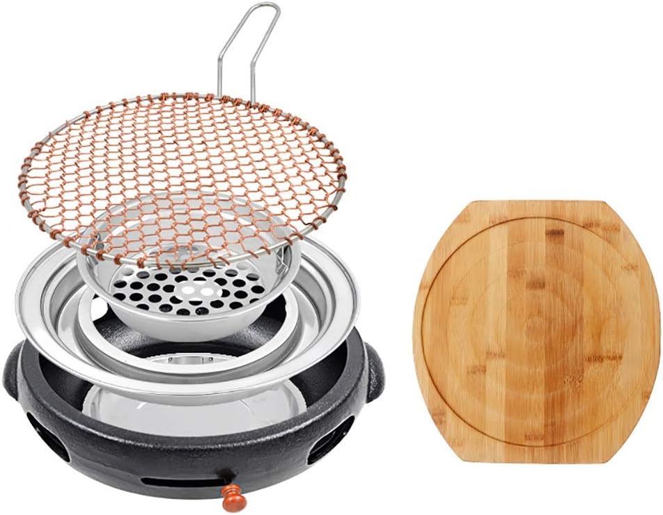 Portable BBQ Grill, Korean BBQ Grill Cast Iron 32cm x 10cm Multicolor Pack of 8 for 4-6 People(H)
