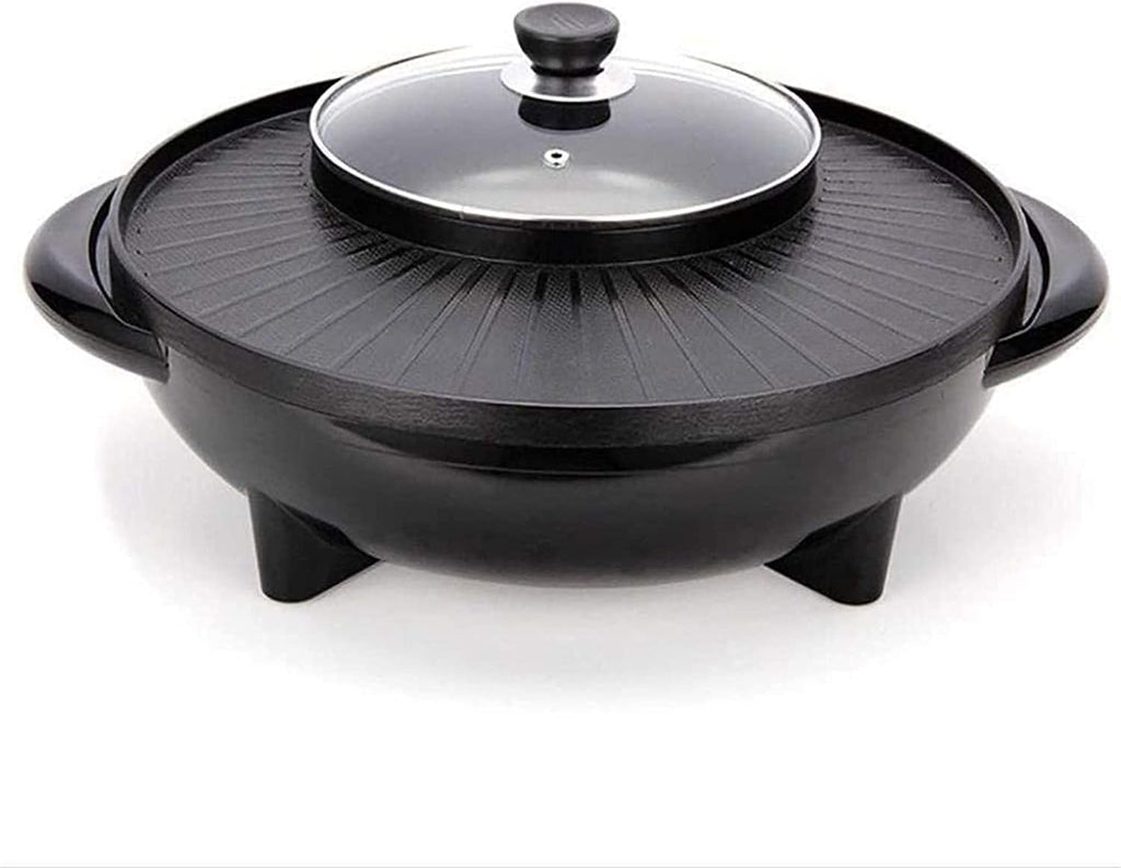Korean BBQ Grill Electric Griddle Grill Teppanyaki BBQ Hot Plate Camping, Non Stick, Adjustable Temperature Pan Multi - Purpose Pot [Energy Class A],Portable Nonstick Griddle