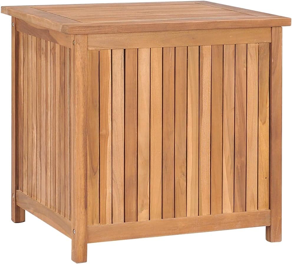 vidaXL Solid Teak Wood Patio Storage Box - Rustic Design, Ample Storage Space, Water-Resistant Lining, Easy Assembly - Ideal for Indoor and Outdoor Use - Brown