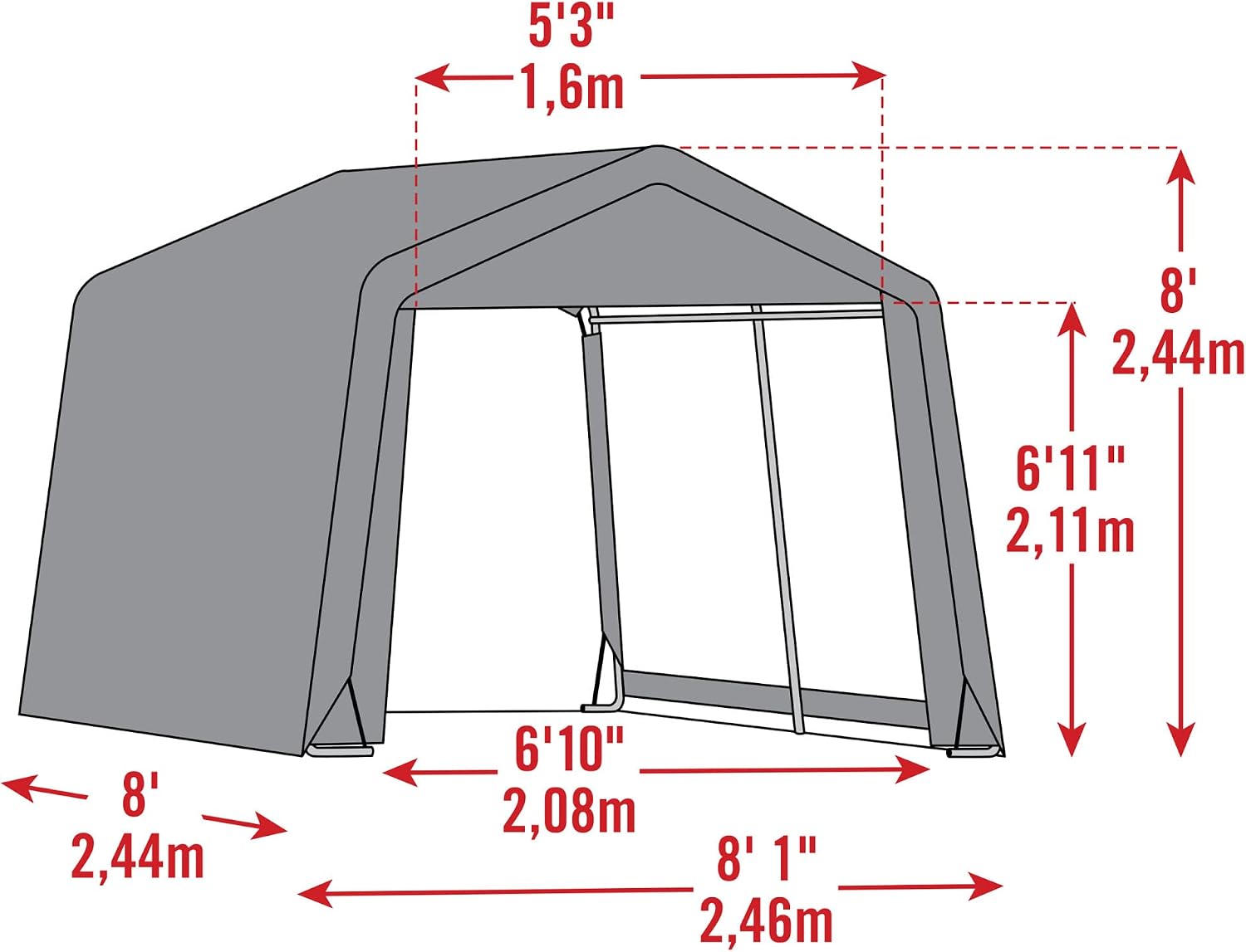 Scotts 8' x 8' x 8' All Season Outdoor Storage Shed with Waterproof Cover, Green