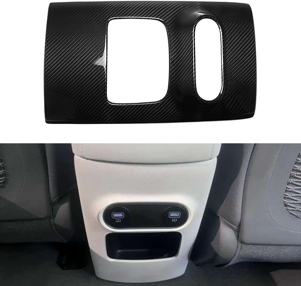Rear Seat Center Console for Hyundai Ioniq 5 N Line N NE Limited XRT SEL Long Range 2022 2023 2024 2025, Dry Carbon Fiber Rear Charging Panel for Ioniq 5 NE (Glossy Carbon)