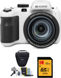 Kodak PIXPRO AZ425 Astro Zoom 20MP Digital Camera (White) Bundle with 32GB SD Card and Holster Camera Case with Accessories (3 Items)