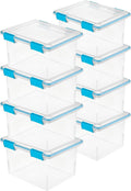 Sterilite 8-Pack Gasket Box, Weather-Resistant Storage Bins with Latching Lids, 32 Quart - Heavy-Duty Organizing Containers for Closet, Bathroom, and Office