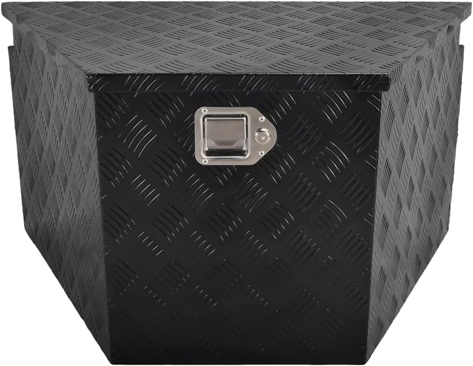 33''Inch Aluminum Trailer Tongue Tool Box Truck Bed Toolbox Truck Trailer Chest Box Underbody Storage Organizer Waterproof Square Storage Organizer wi/Lock & Keys Black(‎33' Lx19 Wx18 H)