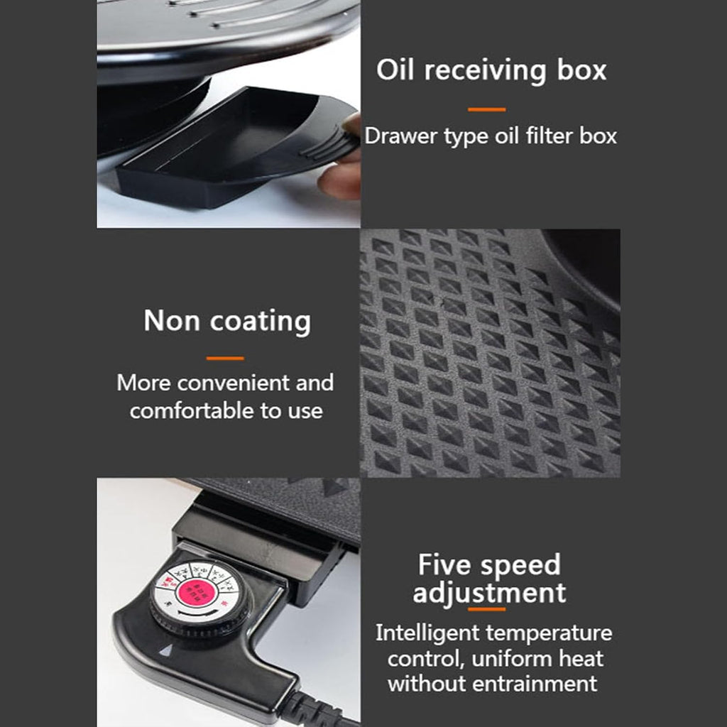 Electric Smokeless Non-Stick Removable Hotpot Pot,with Grill 2 in 1, Korean Barbecue Pan Indoor for Independent Dual Temperature Control Fast Heating