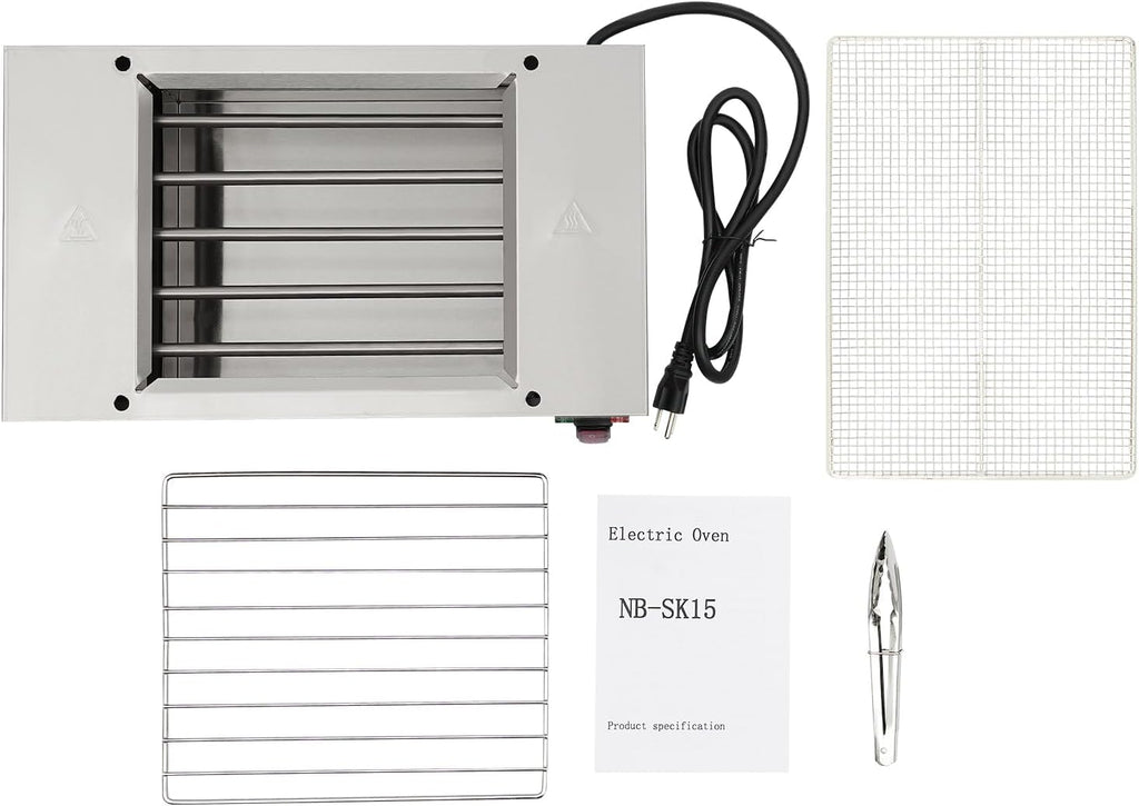 Indoor Barbecue Electric Grill 1500W Commercial Korean BBQ Grill with Metal Tray, Barbecue Clip, Removable Grill Mesh Family Use Griddle for Cafe Restaurant Party Buffet