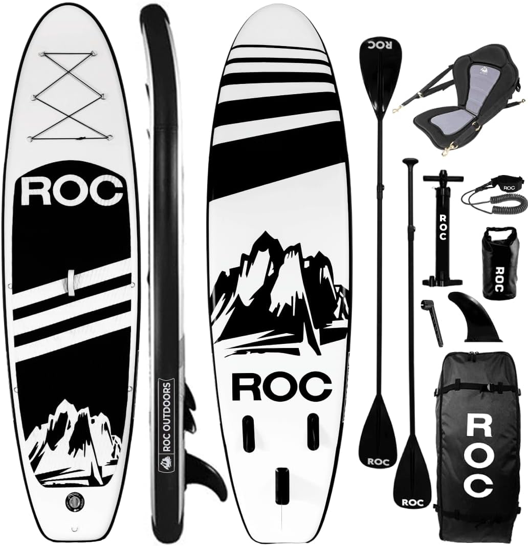 Roc Inflatable Stand Up Paddle Board with Premium SUP Paddle Board Accessories, Wide Stable Design, Non-Slip Comfort Deck for Youth & Adults