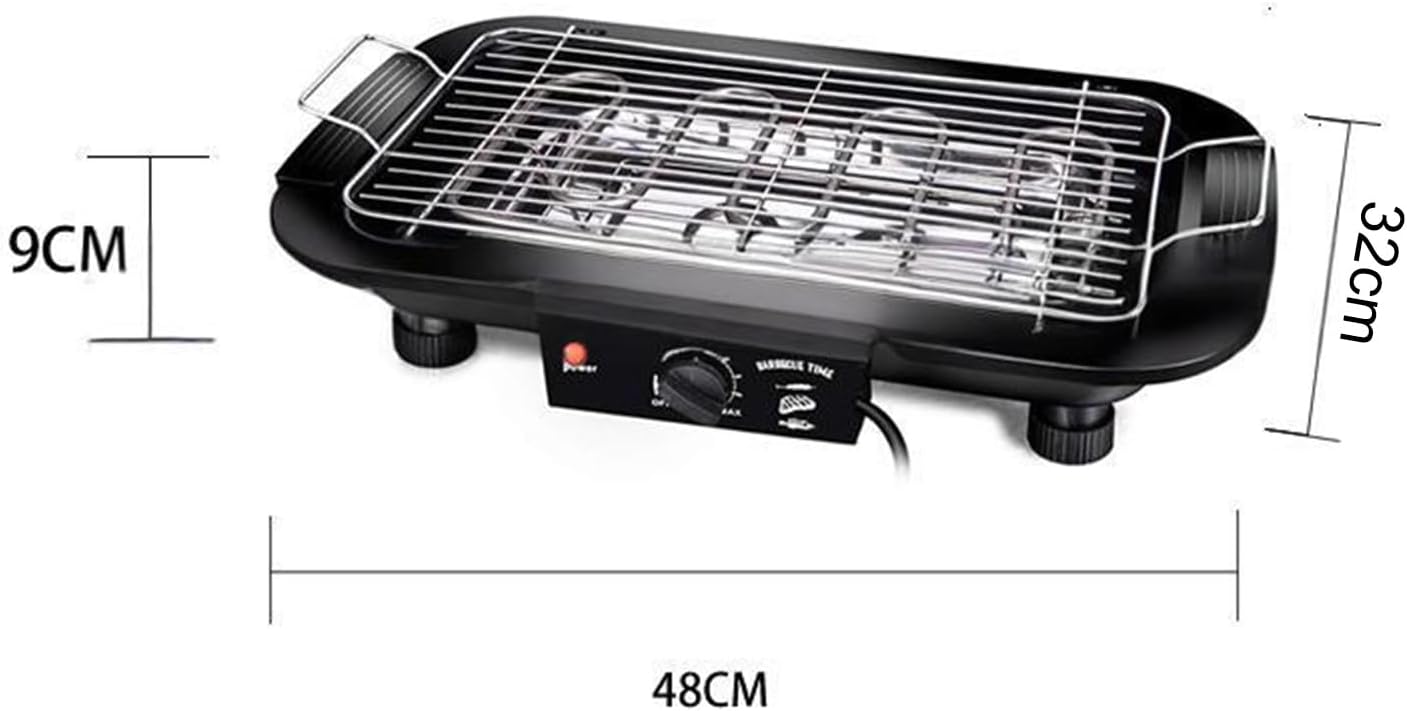 Indoor Electric Barbecue Grill, Portable Korean BBQ Griddle Stove with Rack & Removable oil Tray, Knob Control Temperature, for Household Dinner and Entertainment Party, Fit 2-5 People Use