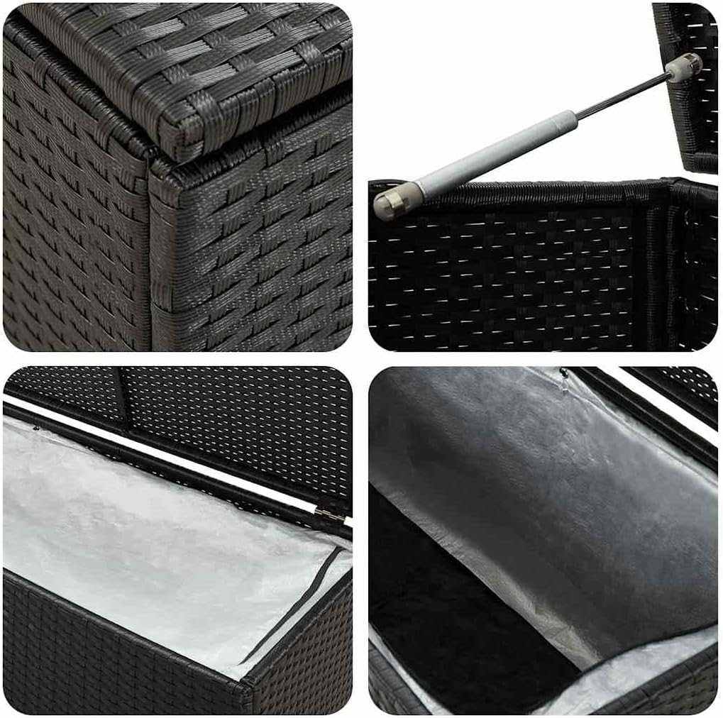 vidaXL Patio Storage Chest, Deck Box with Lid, Patio Cabinet, Storage Chest for Outdoor Cushions Throw Pillows Garden Tools Pool Supplies, Black