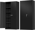 Incbruce 72' H x18 D Patio Metal Storage Cabinet, Outdoor Storage Cabinet with Doors and Adjustable Shelves, Tool Shed for Home, Patio, Office (Black)