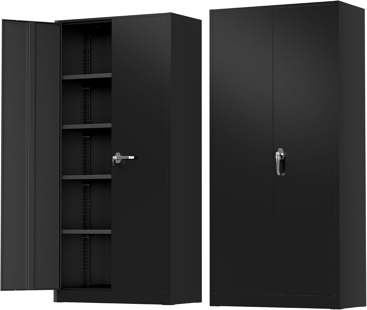 Incbruce 72' H x18 D Patio Metal Storage Cabinet, Outdoor Storage Cabinet with Doors and Adjustable Shelves, Tool Shed for Home, Patio, Office (Black)