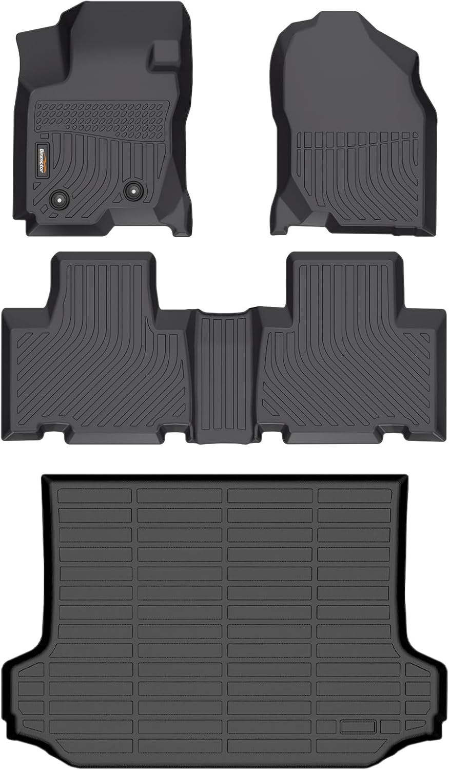 Binmotor-Floor Mats & Cargo Liner Set for Toyota RAV4 2006-2012, Includes 1st+2nd+Rear Trunk Mat, All Weather Car Mat for RAV4 Accessories Rubber Mats TPE Cargo Mat
