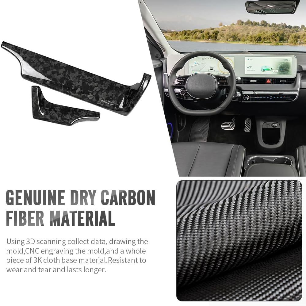Genuine Carbon Fiber Center Consoles Dashboard Trin for Hyundai Ioniq 5 N Line N NE Limited XRT SEL Long Range 2022 2023 2024 2025 (Forged Carbon)