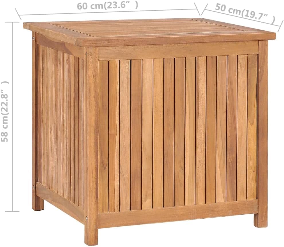 vidaXL Solid Teak Wood Patio Storage Box - Rustic Design, Ample Storage Space, Water-Resistant Lining, Easy Assembly - Ideal for Indoor and Outdoor Use - Brown