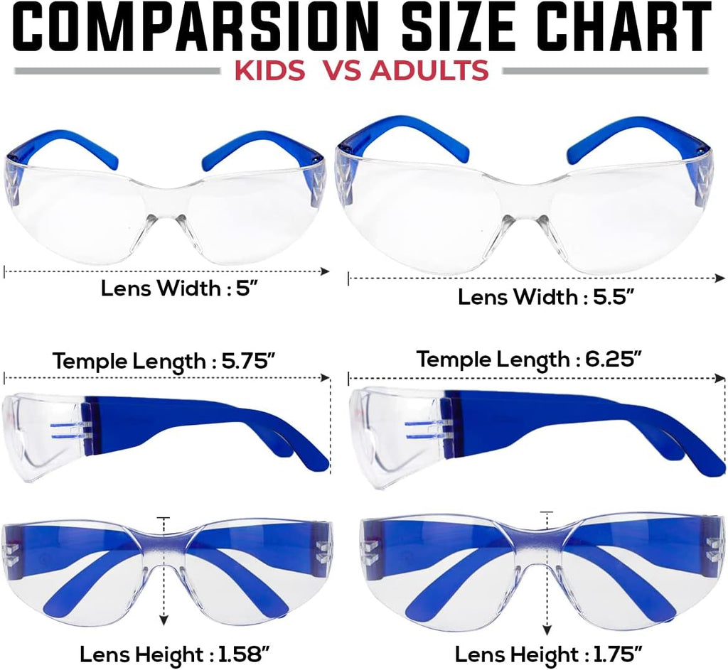 BISON LIFE Kids Safety Glasses, Bulk Kids Protective Glasses ANSI Z87.1 Safety Glasses for Kids, Science Safety Goggles Pack