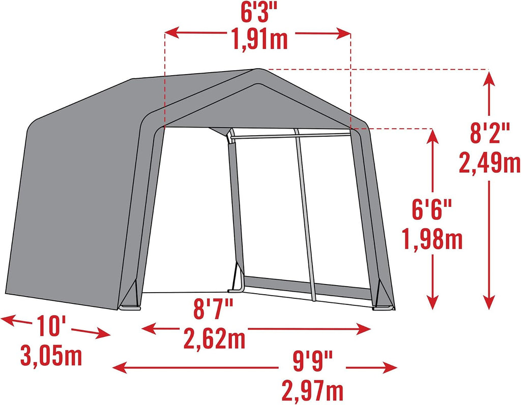 Scotts 10' x 10' x 8' All Season Outdoor Storage Shed with Waterproof Cover, Green