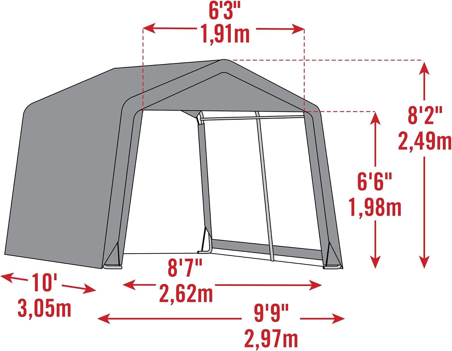 Scotts 10' x 10' x 8' All Season Outdoor Storage Shed with Waterproof Cover, Green