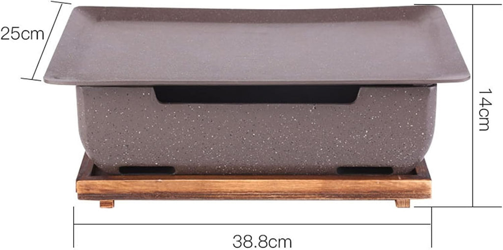 Multifunctional Charcoal Alcohol Stove, Tabletop Yakitori Grill BBQ Grill with Wooden Base and Fuel Holder, Home/Hotel Korean-Style cast Aluminum Hibachi Grill