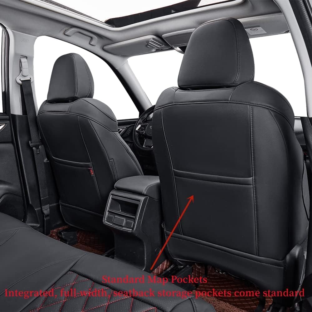 coverdream Tucson Car Seat Covers Custom Fit for 2022-2024 2025 Hyundai Tucson Hybrid & PHEV (Blue,SEL,Limited),Full Coverage Waterproof Leather Seat Protector(Full Set,Black/Red)