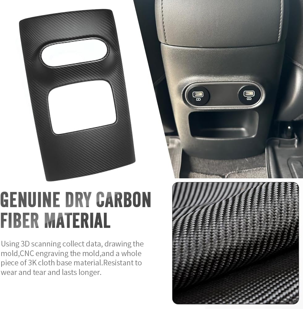 Rear Seat Center Console for Hyundai Ioniq 5 N Line N NE Limited XRT SEL Long Range 2022 2023 2024 2025, Dry Carbon Fiber Rear Charging Panel for Ioniq 5 NE (Matte Carbon)
