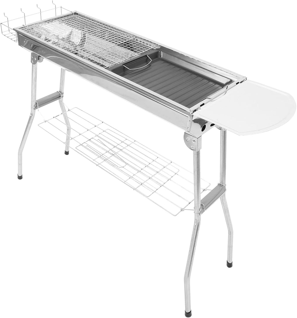 Yardwe 1Set Portable Bbq Grill with Detachable Mesh Net and Pan Barbecue Rack for Camping and Outdoor Picnics Easy to Clean Durable Safe Bbq Tool