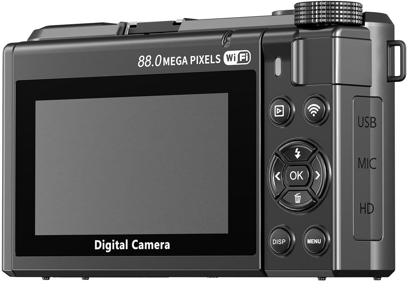PUSOKEI 8K Digital Camera, Auto Focus 88MP Cameras for Photography, 18x Zoom WiFi Vlogging Camera, 3 inch Flip Screen, with Webcam Mode, Filter, Multiple Filters LED Fill Light (Black)