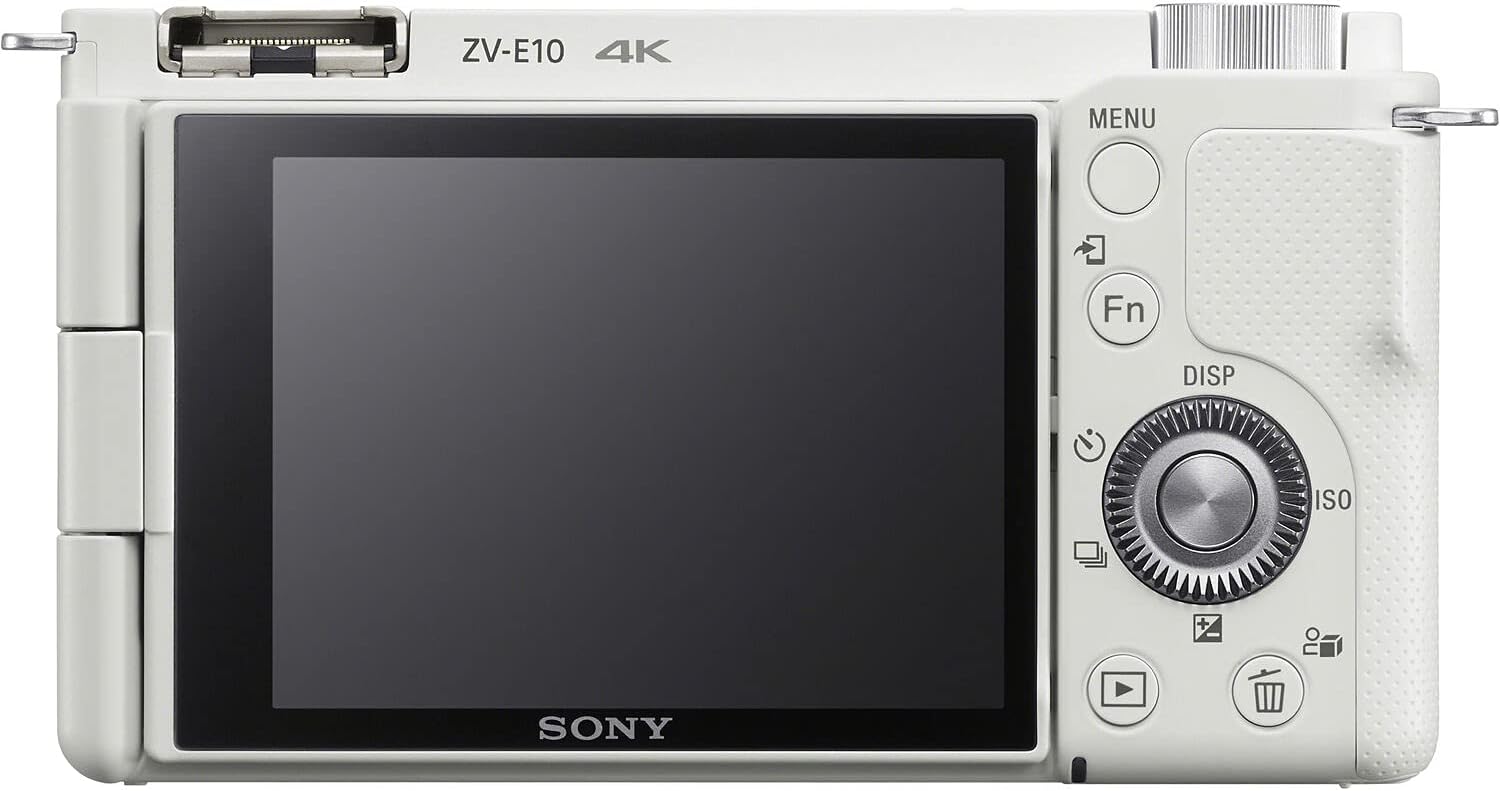 Sony ZV-E10 Mirrorless Camera Kit with 16-50mm II Power Zoom Lens (White) | APS-C Sensor | Compact Creator Tool + 64GB Card + Filter Kit + Photo Software + Bag + 2 x NPF-W50 Battery + More