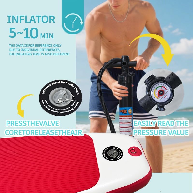 10'6'×32' Wide Inflatable Stand Up Paddle Board Fishing Paddle Board Yoga Board with Durable SUP Accessories & Carry Bag 2 Person Non-Slip Comfort Deck for Youth & Adults