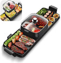Portable Hotpot Grill, Indoor Smokeless Korean Bbq, Shabu Shabu Electric Hot Pot with Divider, Table Party Bbq and Hot Pot
