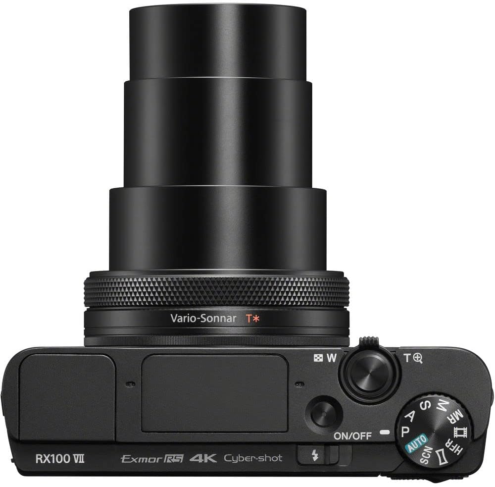 Sony Cyber-Shot RX100 VII Digital Camera (DSC-RX100M7) – 20.1MP 1-Inch Stacked CMOS Sensor | ZEISS 24–200 mm Zoom Lens | 2 x 64GB Card, Case, 3 x NP-BX1 Battery, Card Reader, Photo Software and More