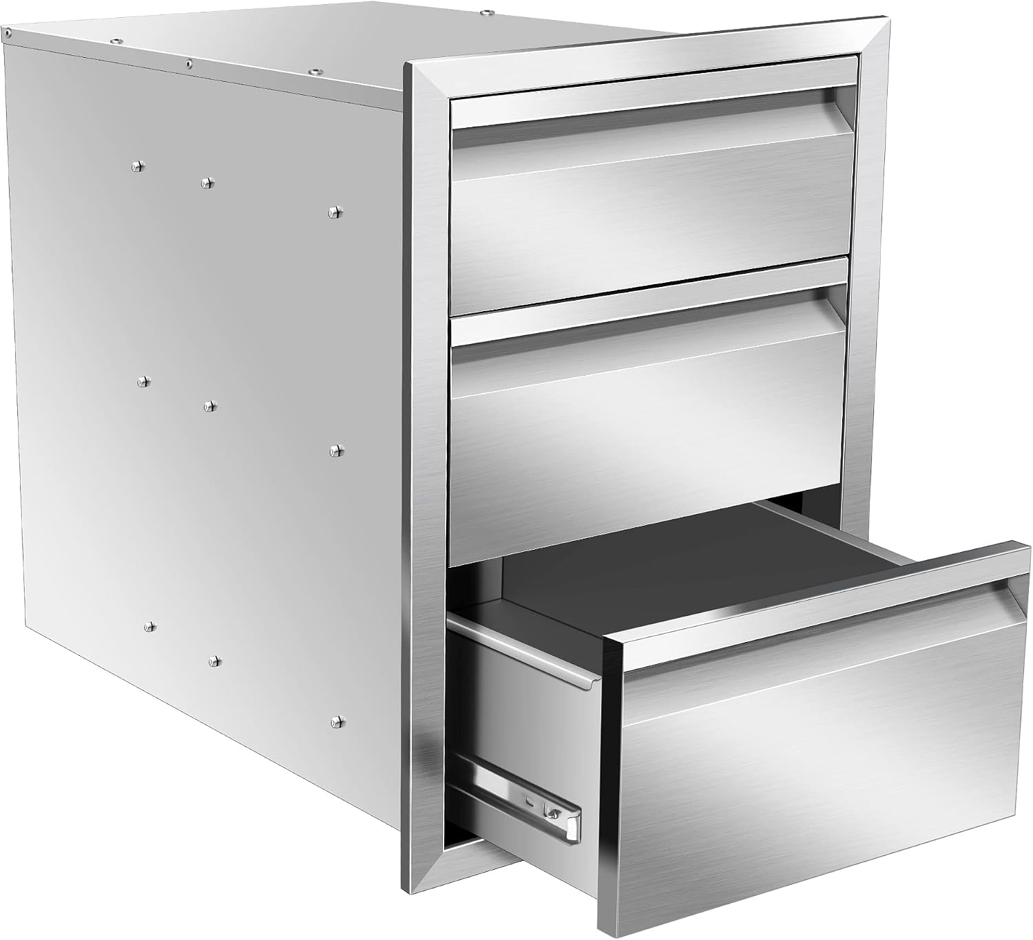 Outdoor Kitchen Drawers 16Wx23Dx21H Stainless Steel Flush Mount BBQ Triple Drawers for Outdoor Kitchen Island, or Patio Grill Station