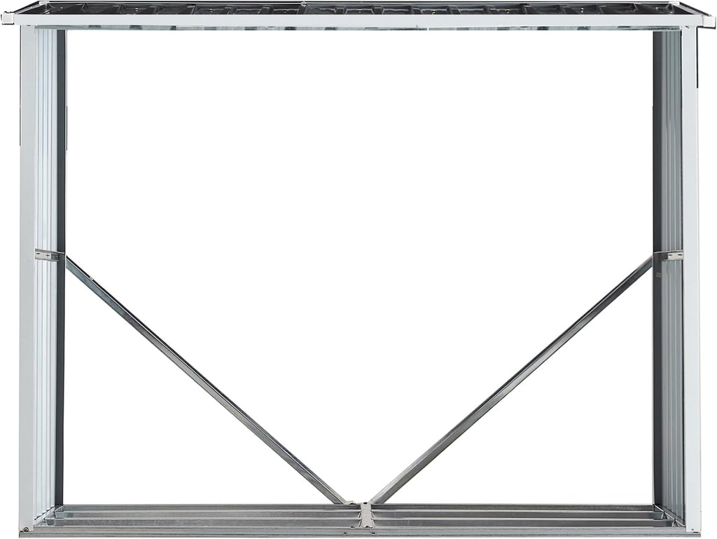 YOPTO 68' Galvanized Steel Firewood Rack,Log Holder with Roof,Storage Shed w/Vents,Backyard Garden Patio Porch for Shovels,Umbrellas,Antennas,Escalators,Dark Gray