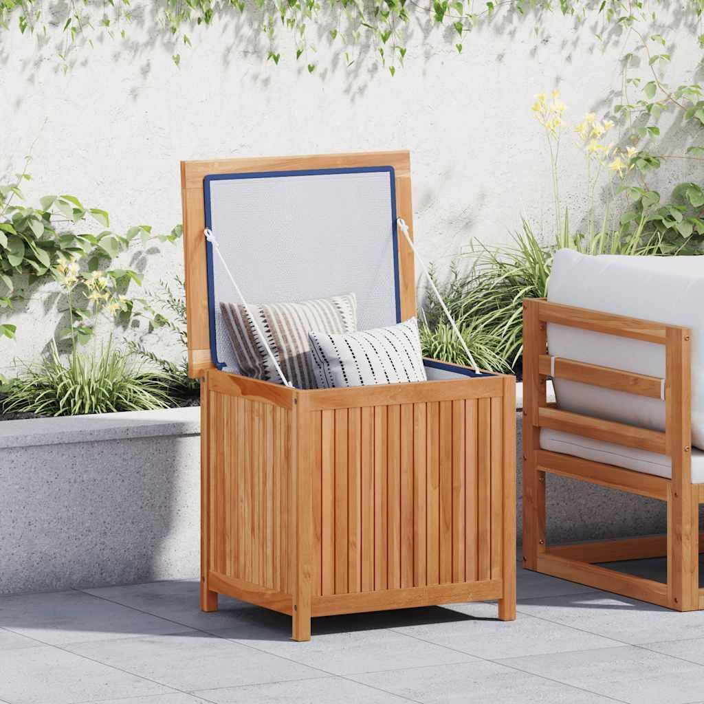 vidaXL Solid Teak Wood Patio Storage Box - Rustic Design, Ample Storage Space, Water-Resistant Lining, Easy Assembly - Ideal for Indoor and Outdoor Use - Brown