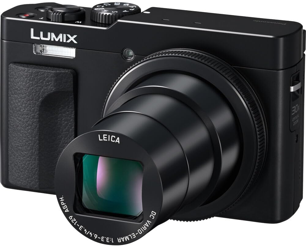 Panasonic ZS99 Point and Shoot Compact Travel Digital Camera (Black) (DC-ZS99K) + Photography Software + 2 x 64GB Memory Card + 2 x DMW-BLG10 Battery + Camera Bag + Flexible Tripod + More