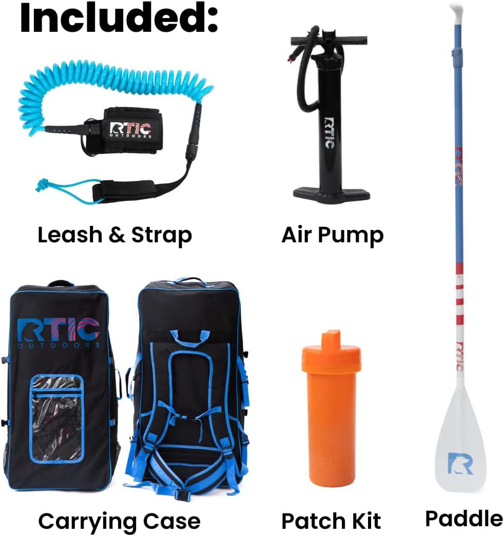 RTIC Inflatable Paddle Board 11' Stand Up Floatable Paddle Board for Adults, Men and Women, with Accessories - Air Pump, Carry Bag, Ultra-Light, 300lbs Capacity