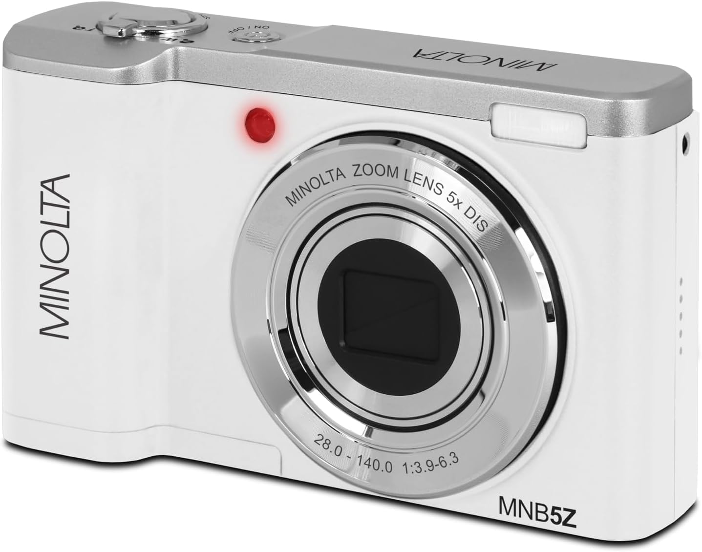 Minolta MNB5Z 56MP Dual Lens Point & Shoot Digital Camera with 5X Optical Zoom & 5K Ultra HD Video Bundle with 64GB Memory Card + Vlogger Tripod + Bag + Cleaning Kit + More Accessories (White)