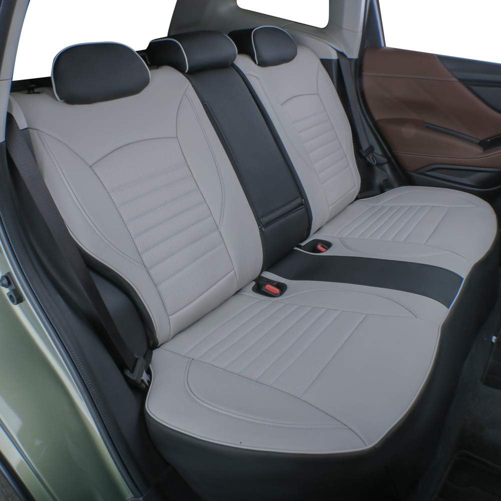 EKR Custom Fit Tucson Car Seat Covers for Hyundai Tucson 2019 2020 2021(Not for NX4),Leather Car Front Back Seat Cover Full Set for SUV-Faux Leather(Black/Gray)