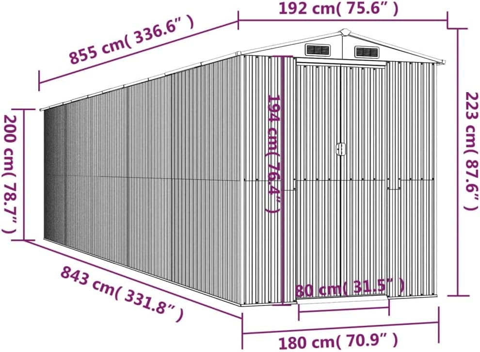 vidaXL Garden Shed in Light Brown - Galvanized Steel Outdoor Storage for Tools, Garden Equipment - Weather with Easy Assembly and Ventilated Design