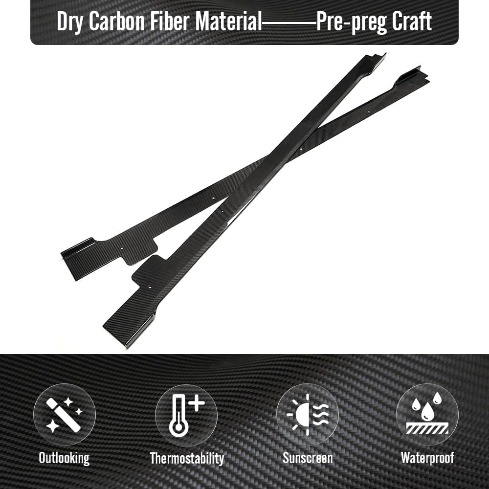 Dry Carbon Fiber Side Skirt Replacement for Hyundai Ioniq 5 NE N Line SE SEL XRT Limited 2022 2023 2024 2025 Aftermarket Rocker Panel Guard (Glossy Carbon)