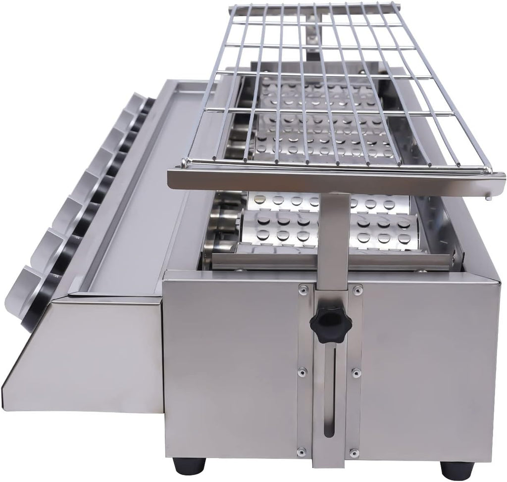 8-Burner Gas Grill Portable LPG Stove, Tabletop BBQ Grill Stainless Steel Korean BBQ Grill for Outdoor Cooking Camping, Height Adjustable, Stainless Steel Griddle