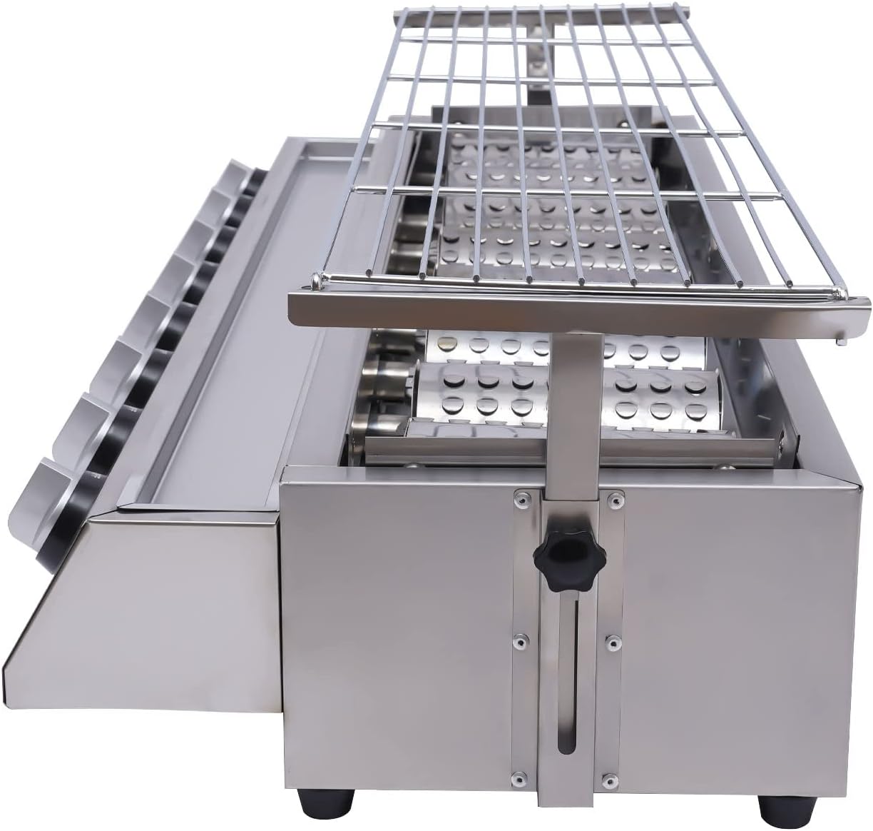 8-Burner Gas Grill Portable LPG Stove, Tabletop BBQ Grill Stainless Steel Korean BBQ Grill for Outdoor Cooking Camping, Height Adjustable, Stainless Steel Griddle