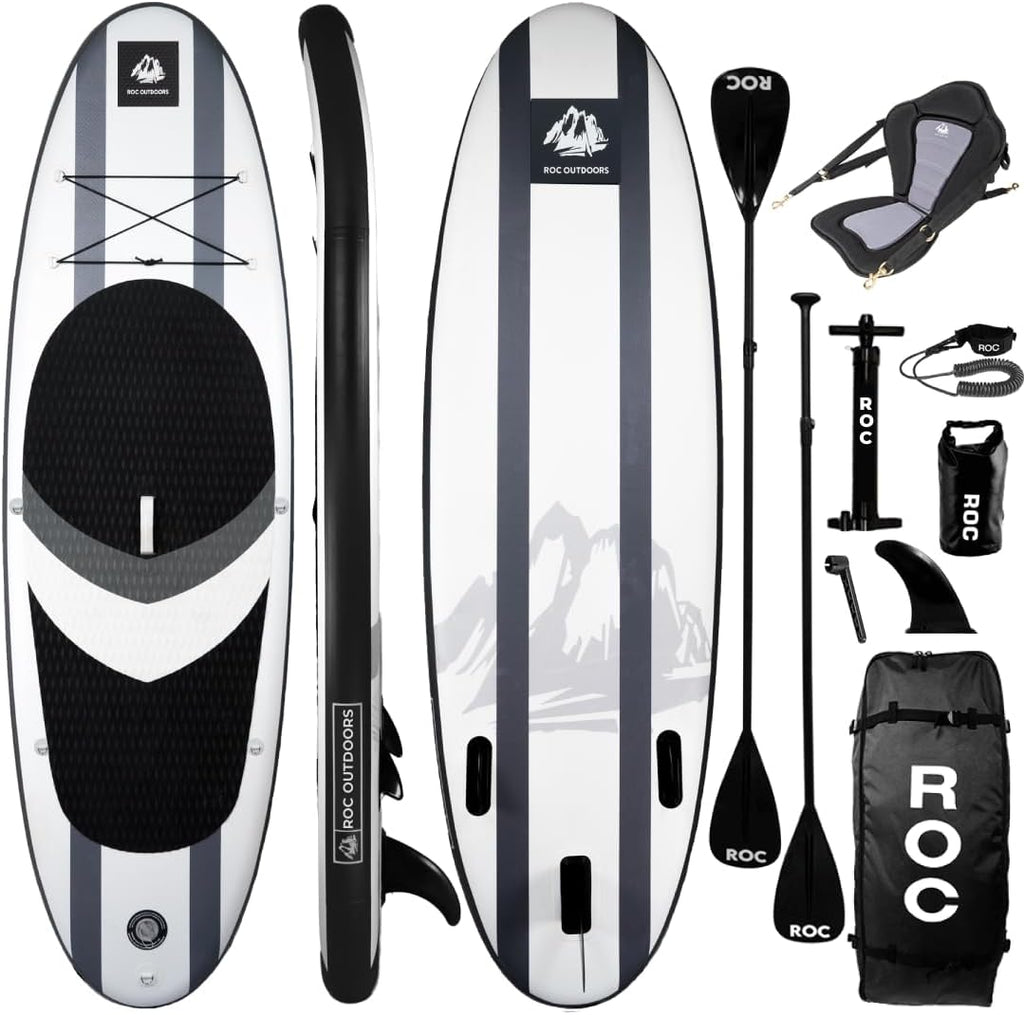 ROC Inflatable Stand Up Paddle Board with Premium SUP Paddle Board Accessories, Wide Stable Design, Non-Slip Comfort Deck for Youth & Adults