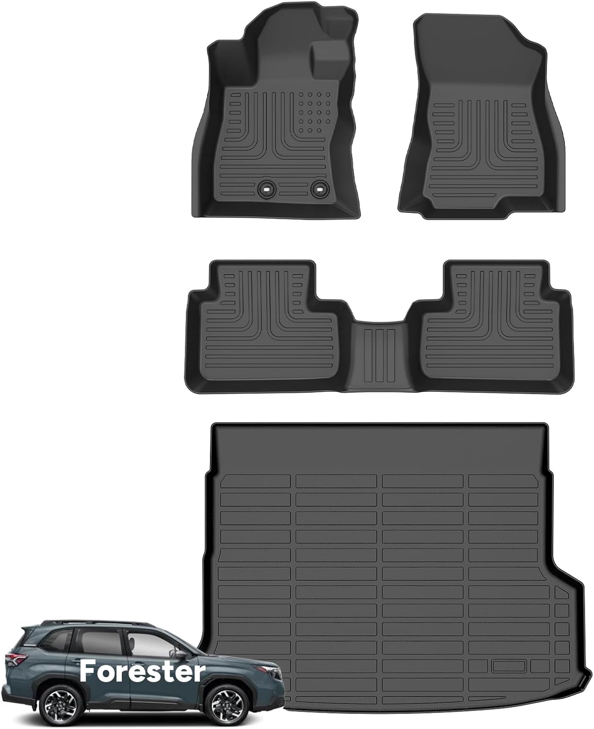 Wayhigh® Floor Mats & Cargo Liner for Subaru Forester Hybrid 2025 2026(Only Fit Hybrid) All Weather TPE Car Mats Waterproof Floor Liners Custom Fit for 2025 2026 Forester Hybrid Accessories - Black
