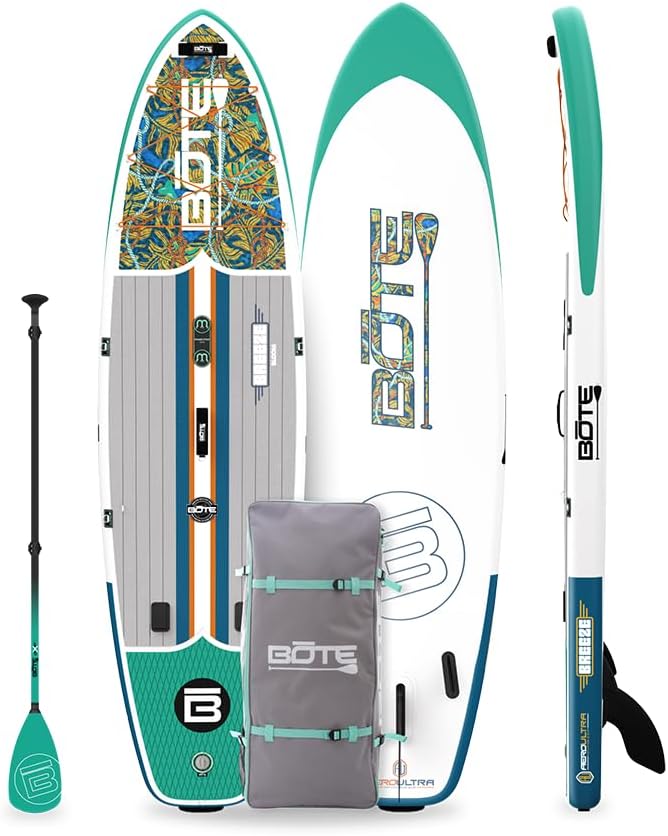 BOTE 10' FT 6' Breeze Aero Inflatable Stand Up Paddle Board, MAGNEPod Compatible Blow Up iSUP Great for Adults Kids Family Travel Friendly Multiple Sizes Color Options