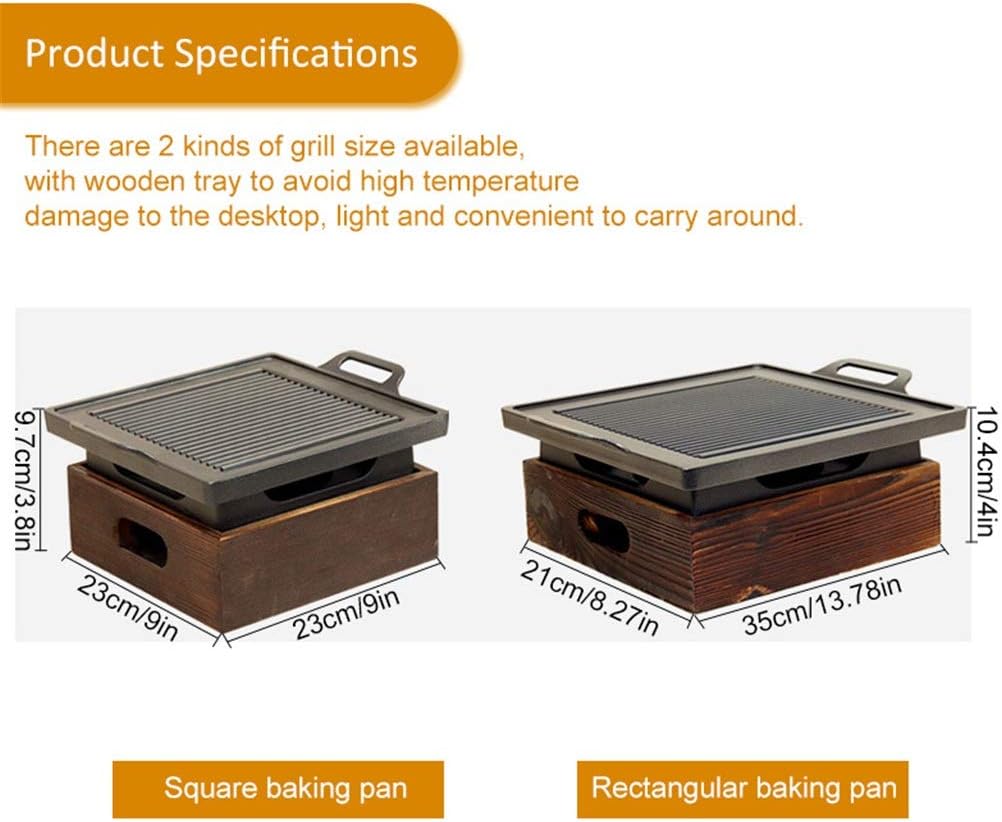 BBQ Grill Outdoor Portable BBQ Grill Korean Japanese Barbecue Grill Charcoal BBQ Oven Household Non-stick Cooking Tools (Size : 32 * 21 * 10.4cm) (Black 23 * 23 * 9.7cm)